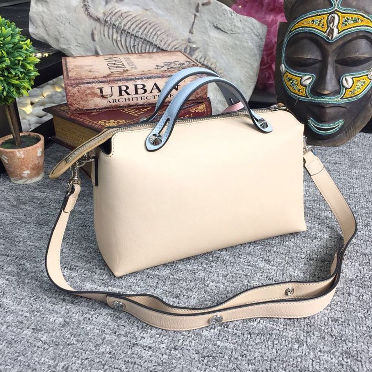 Fendi Top QualityTop Quality By Way Beige Medium FF Crossbody Bag Ff 8Bl1461