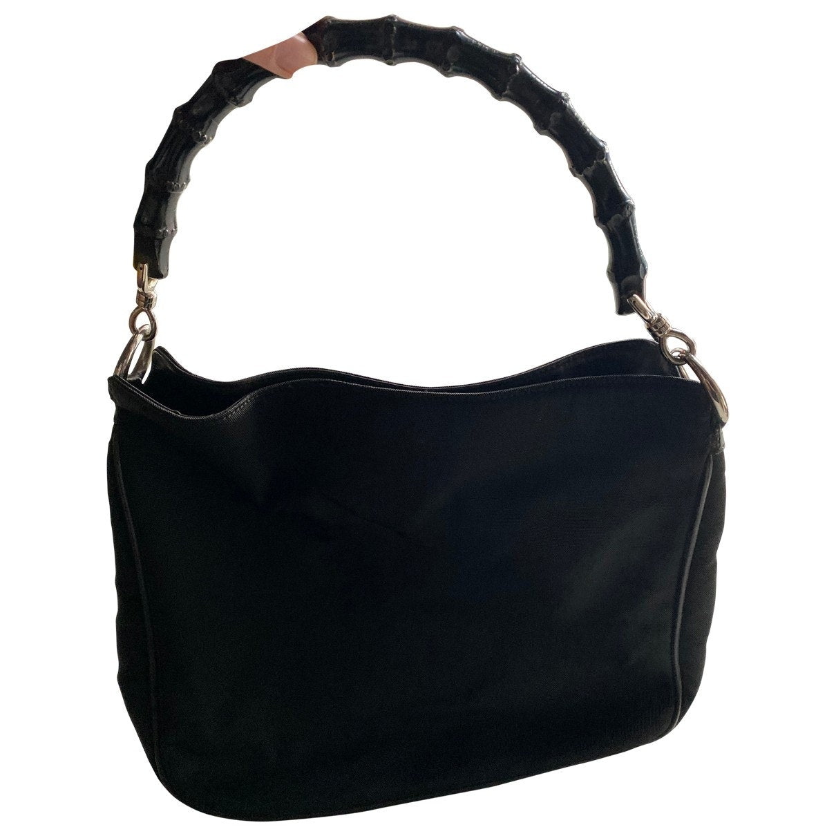 Gucci bamboo black cloth handbag