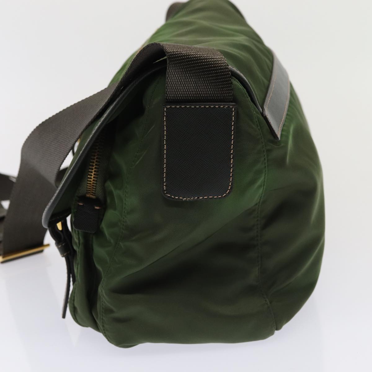 Prada Shoulder Bag Khaki Auth Nylon Gold Gold Auth 87039
