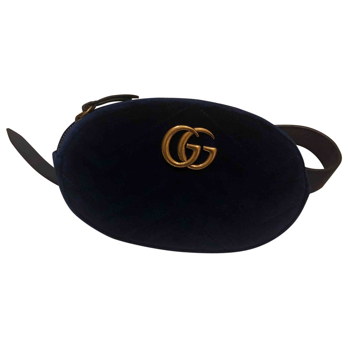 Gucci marmont blue velvet clutch bag