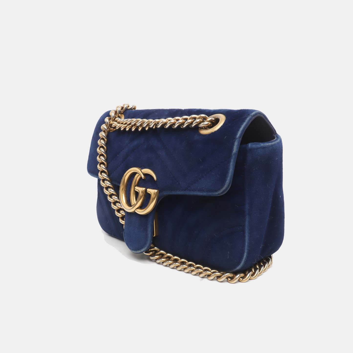 Gucci Marmont Velvet Navy Mini Flap Travel Bag Handbag 2