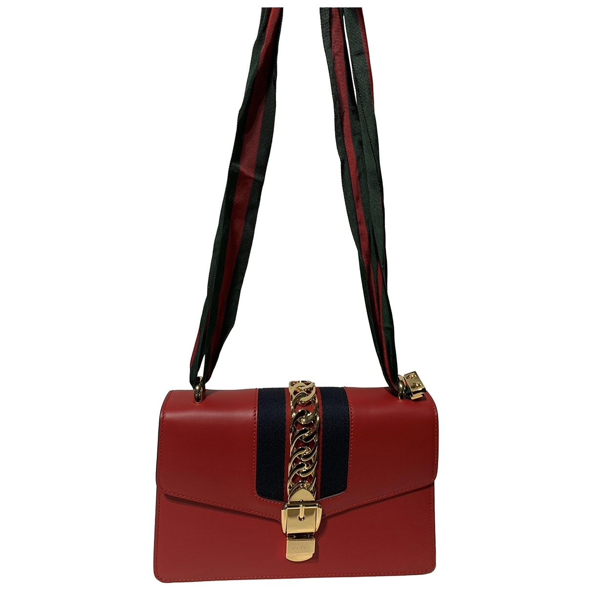 Gucci sylvie red leather handbag