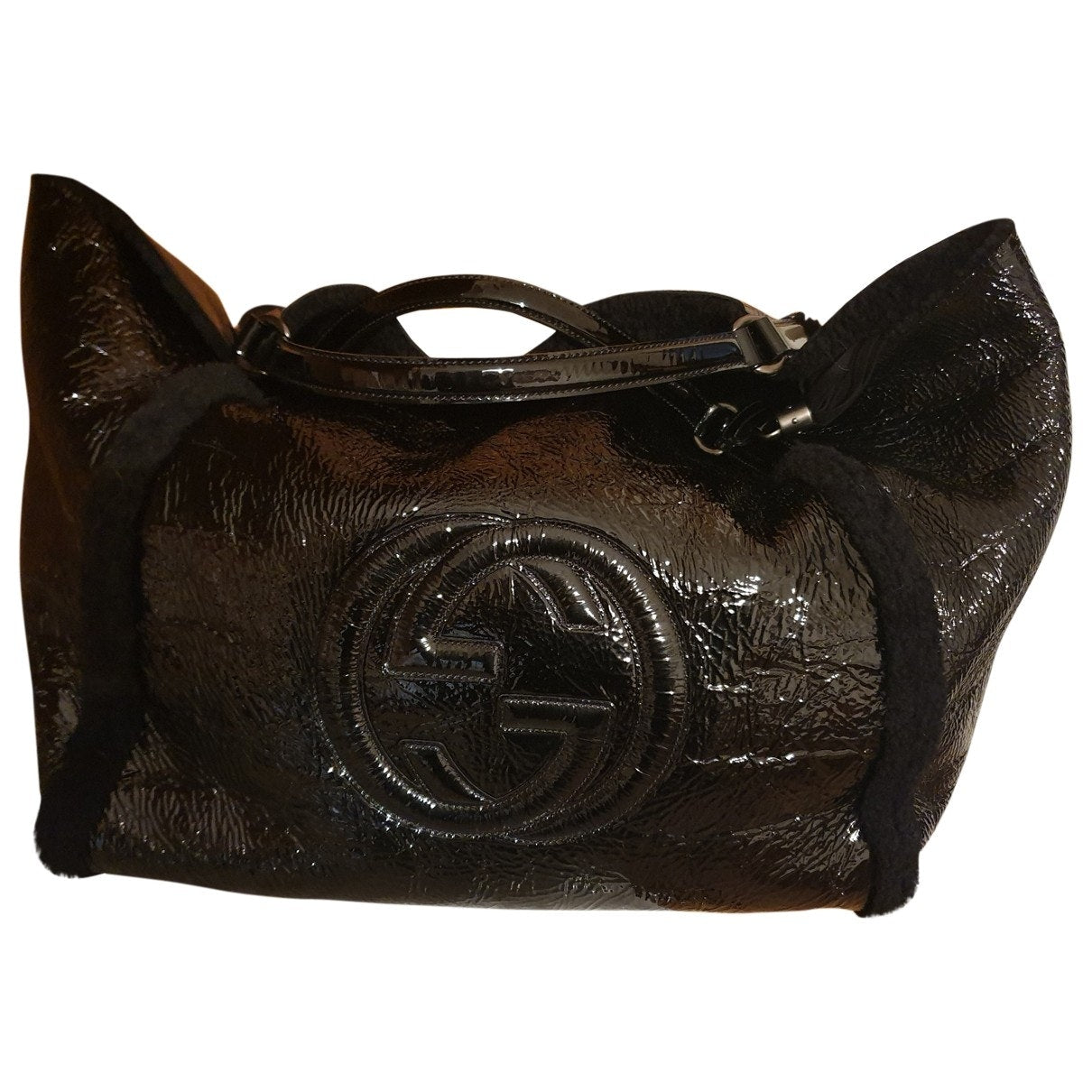 Gucci soho black shearling handbag