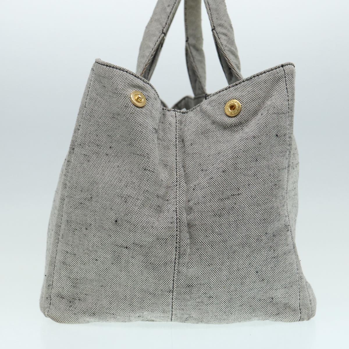 Prada Canapa Gm Hand Bag Auth Canvas Gold Gray Travel Bag Gold Auth 87436