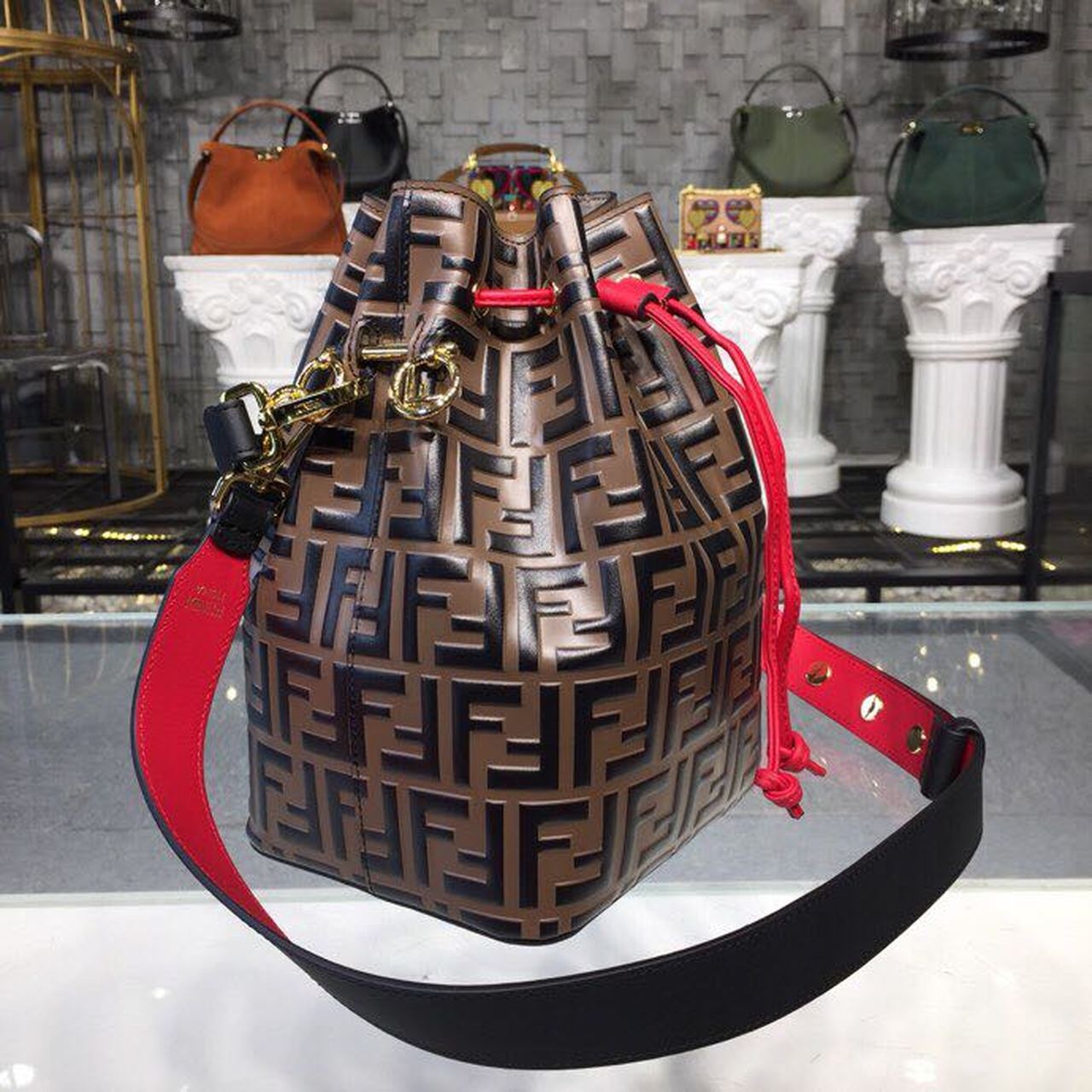 Fendi Top QualityTop Quality Mon Tresor Brown Bucket FF Crossbody Bag Ff 8Bt298A6Aef13Vj