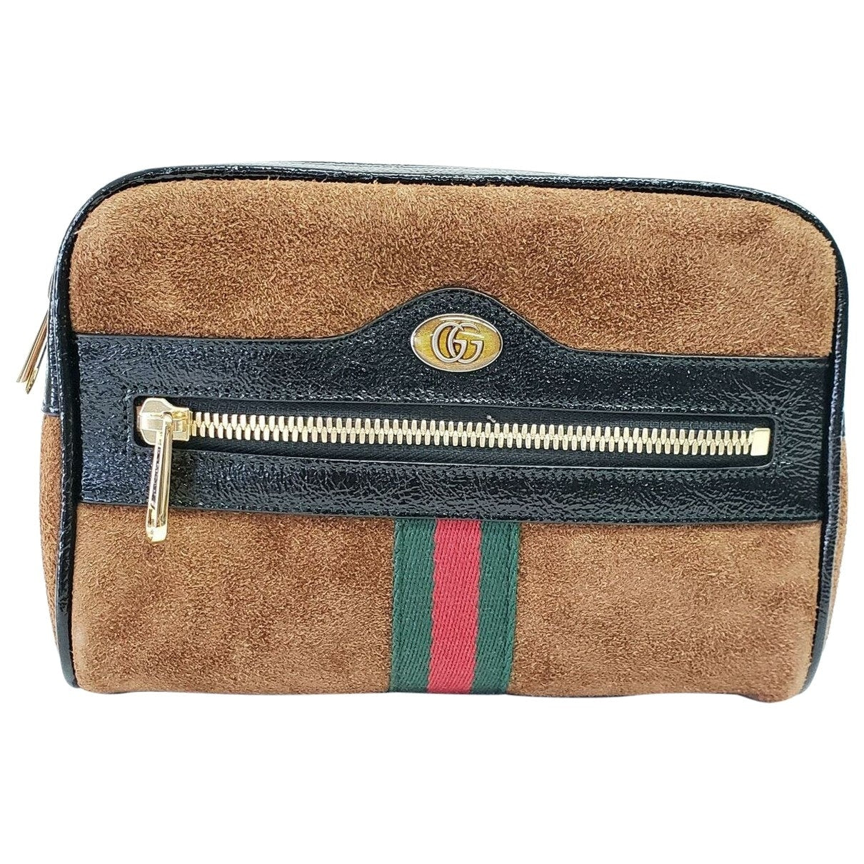 Gucci ophidia brown suede clutch bag
