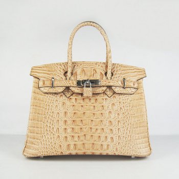Hermes Luxury Birkin Cm Crocodile Head Veins Handbags Silver Travel Bag