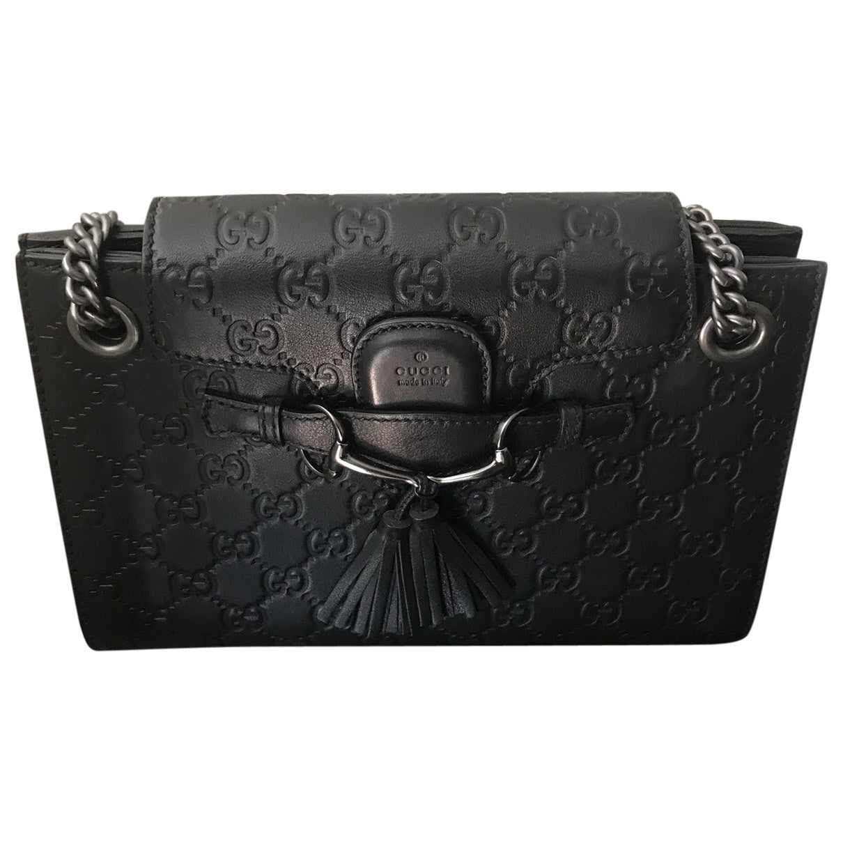 Gucci emily black leather handbag