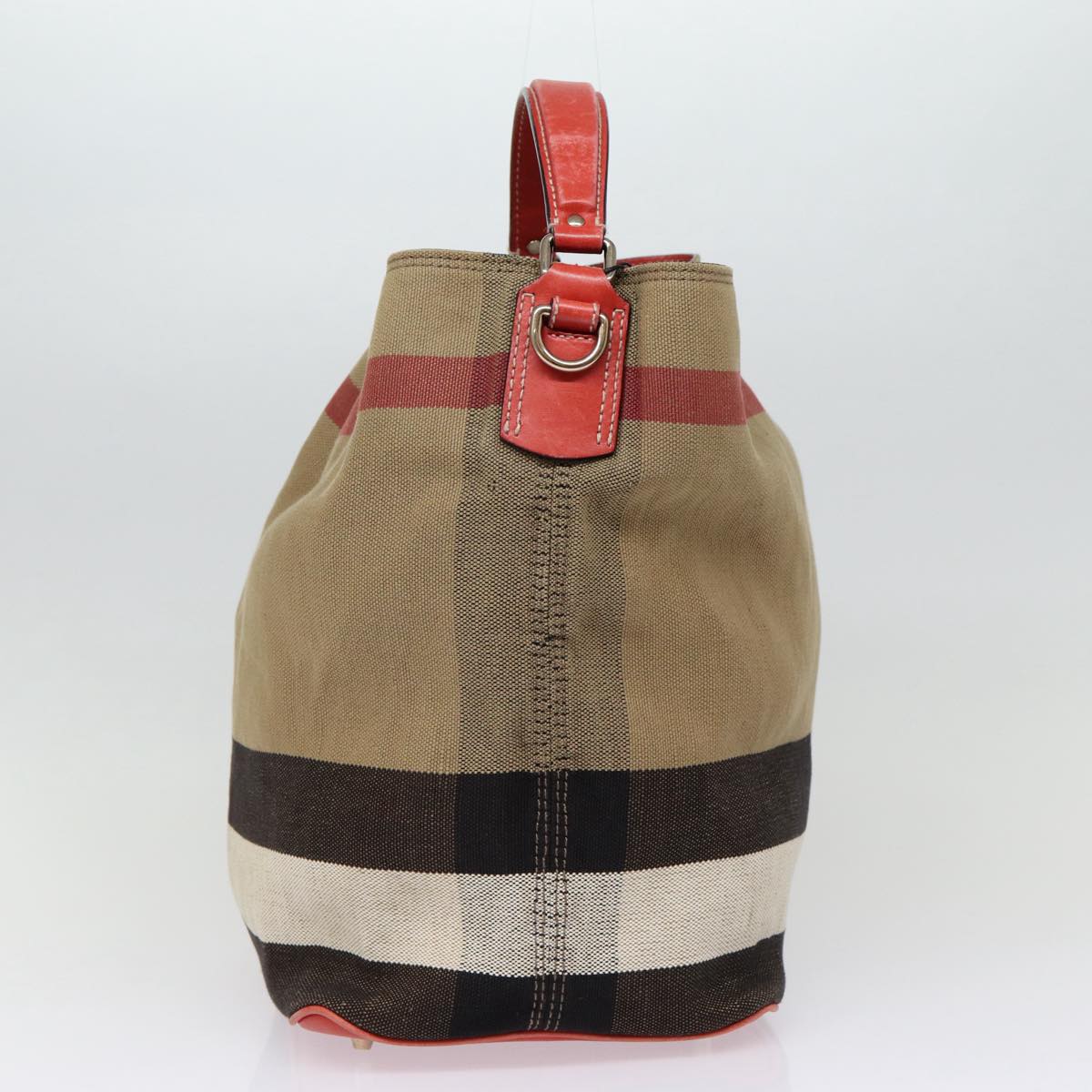 Burberry Luxury Nova Check Shoulder Bag Auth Canvas Beige Red