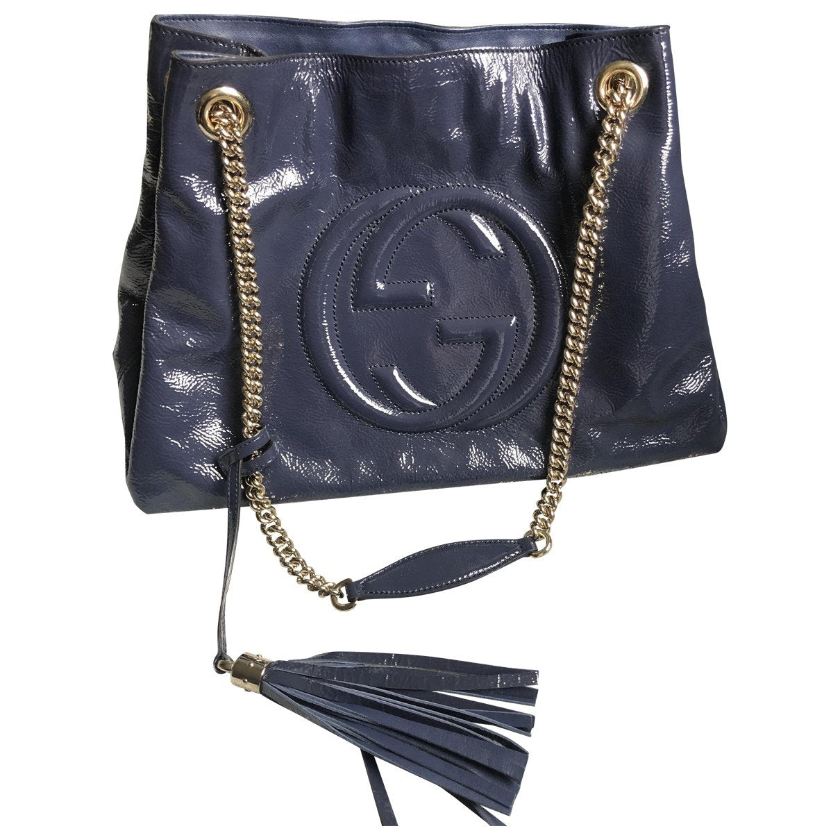 Gucci soho blue patent leather handbag