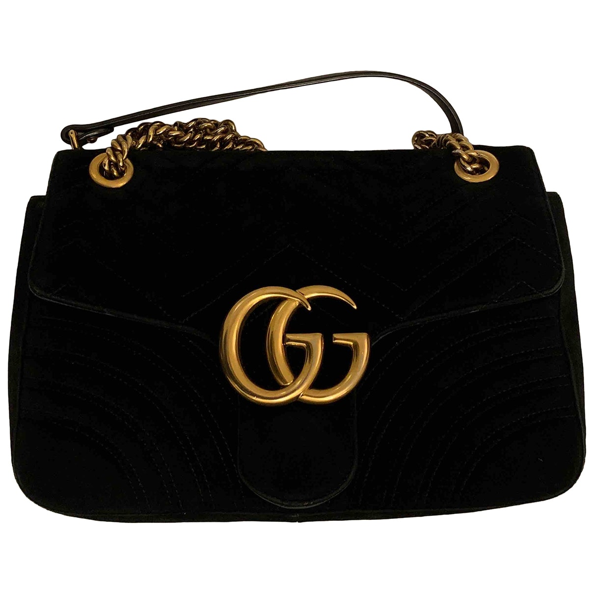 Gucci marmont black velvet handbag