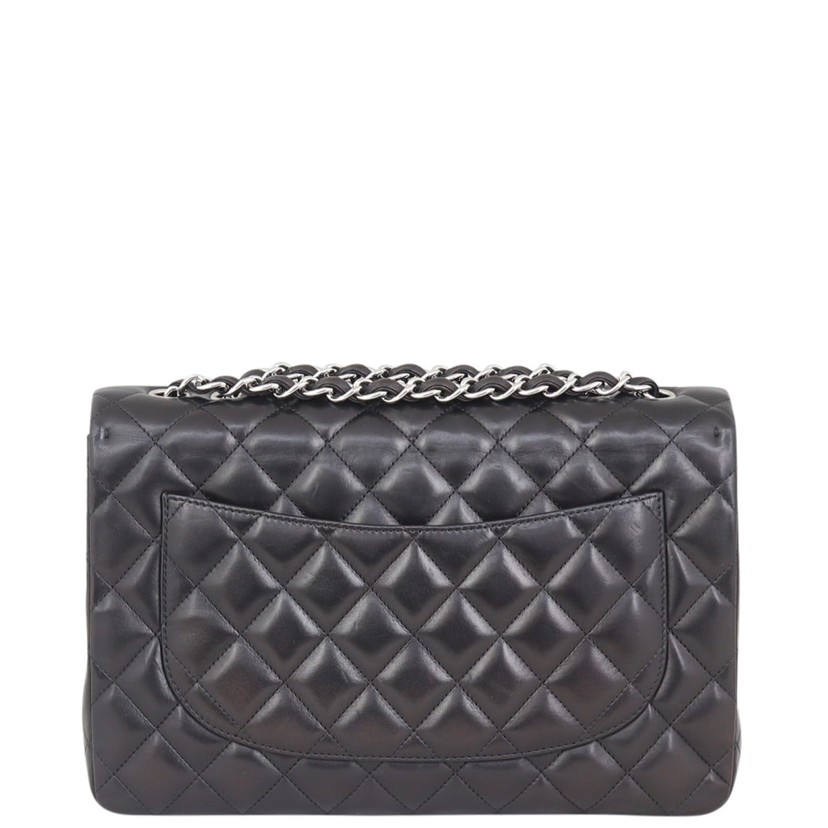 Chanel Classic Single Jumbo Lambskin Hardware Handbag Silver Flap