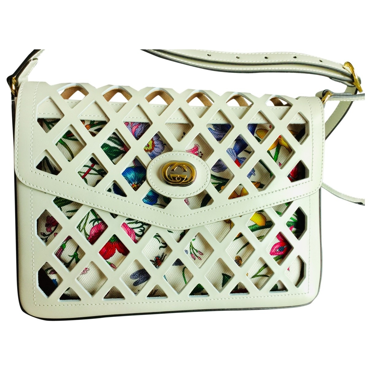 Gucci marmont white leather handbag