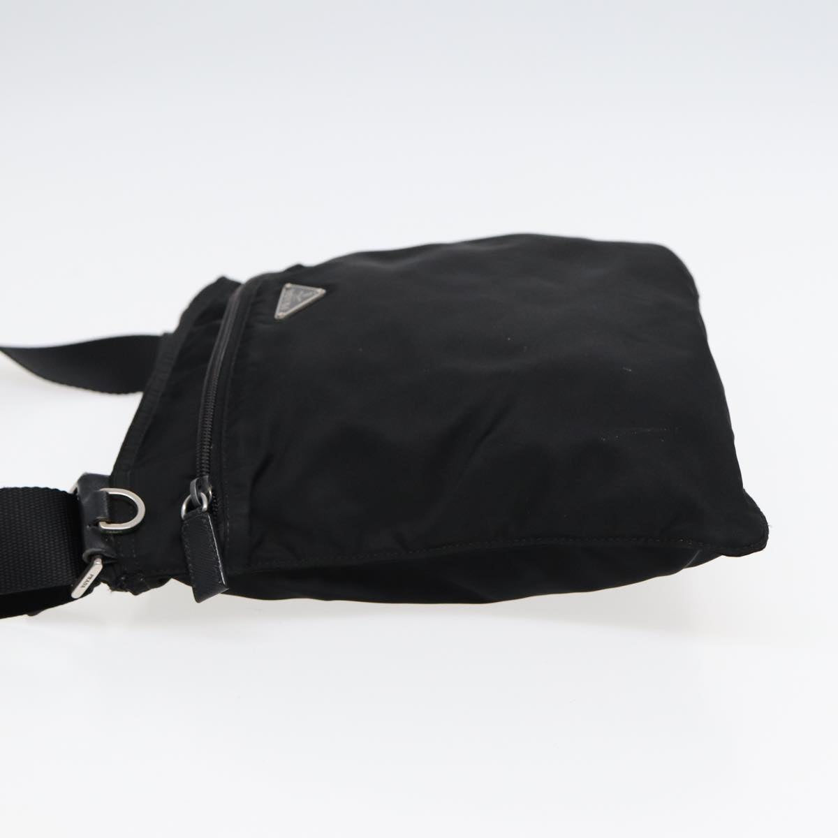 Prada Shoulder Bag Auth Nylon Black Silver Silver Auth 88470