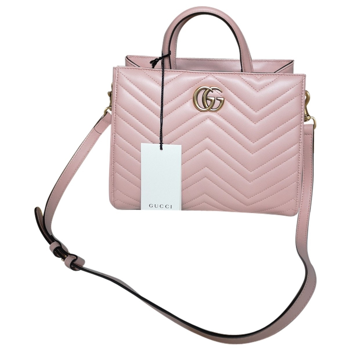 Gucci marmont pink leather handbag
