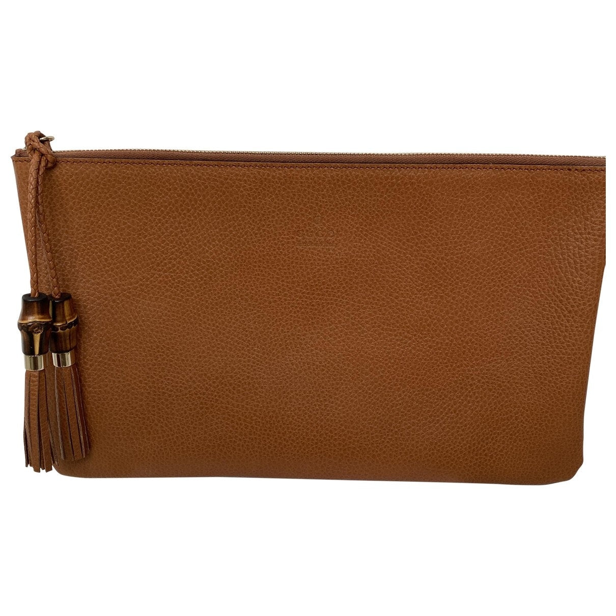 Gucci brown leather clutch bag