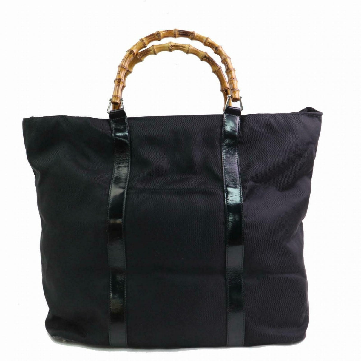 Gucci bamboo black cloth handbag