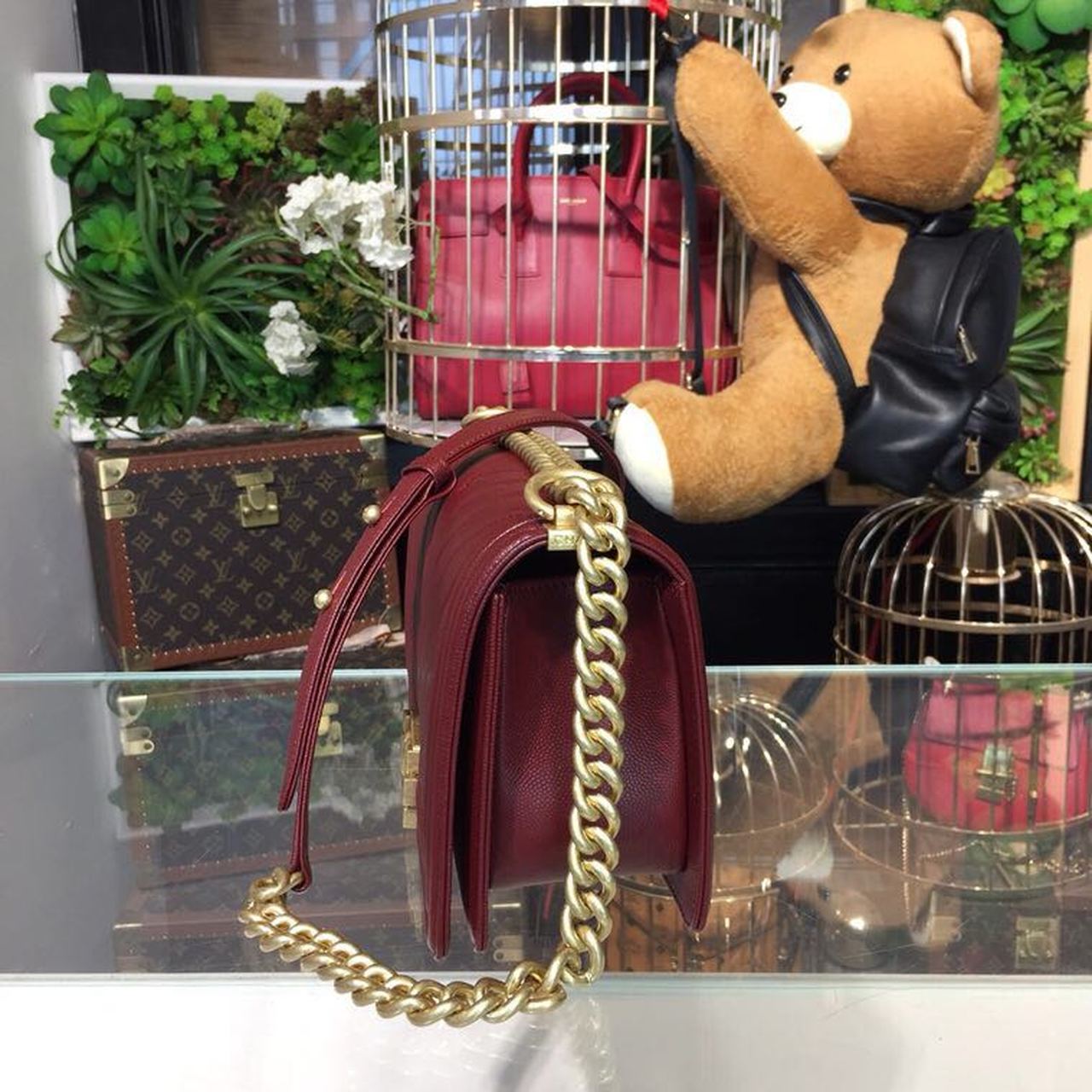 CHL Boy Toned Hardware Burgundy Gold Crossbody Bag 98In25Cm A67086