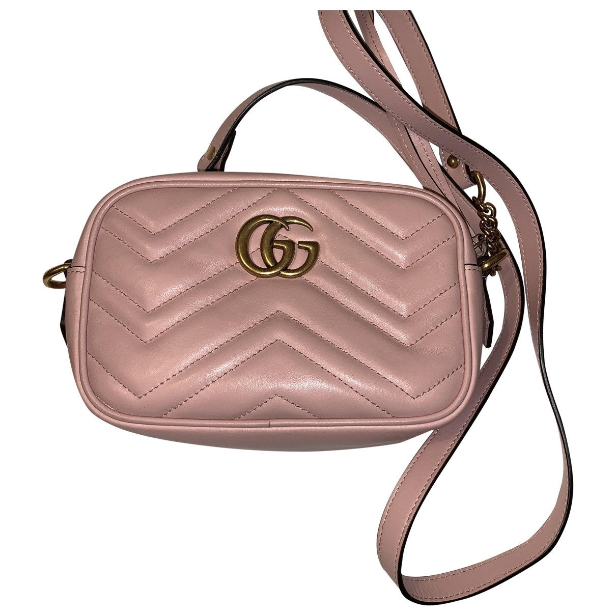 Gucci marmont pink leather handbag