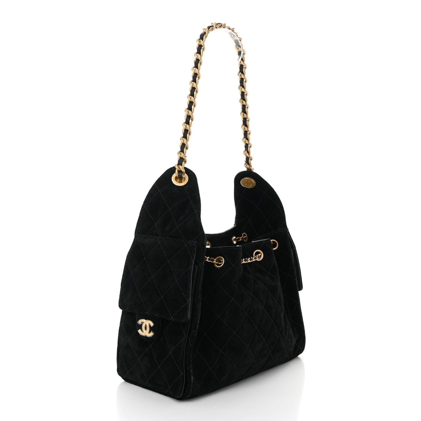 Chanel Suede Quilted Small 25 Handbag Black