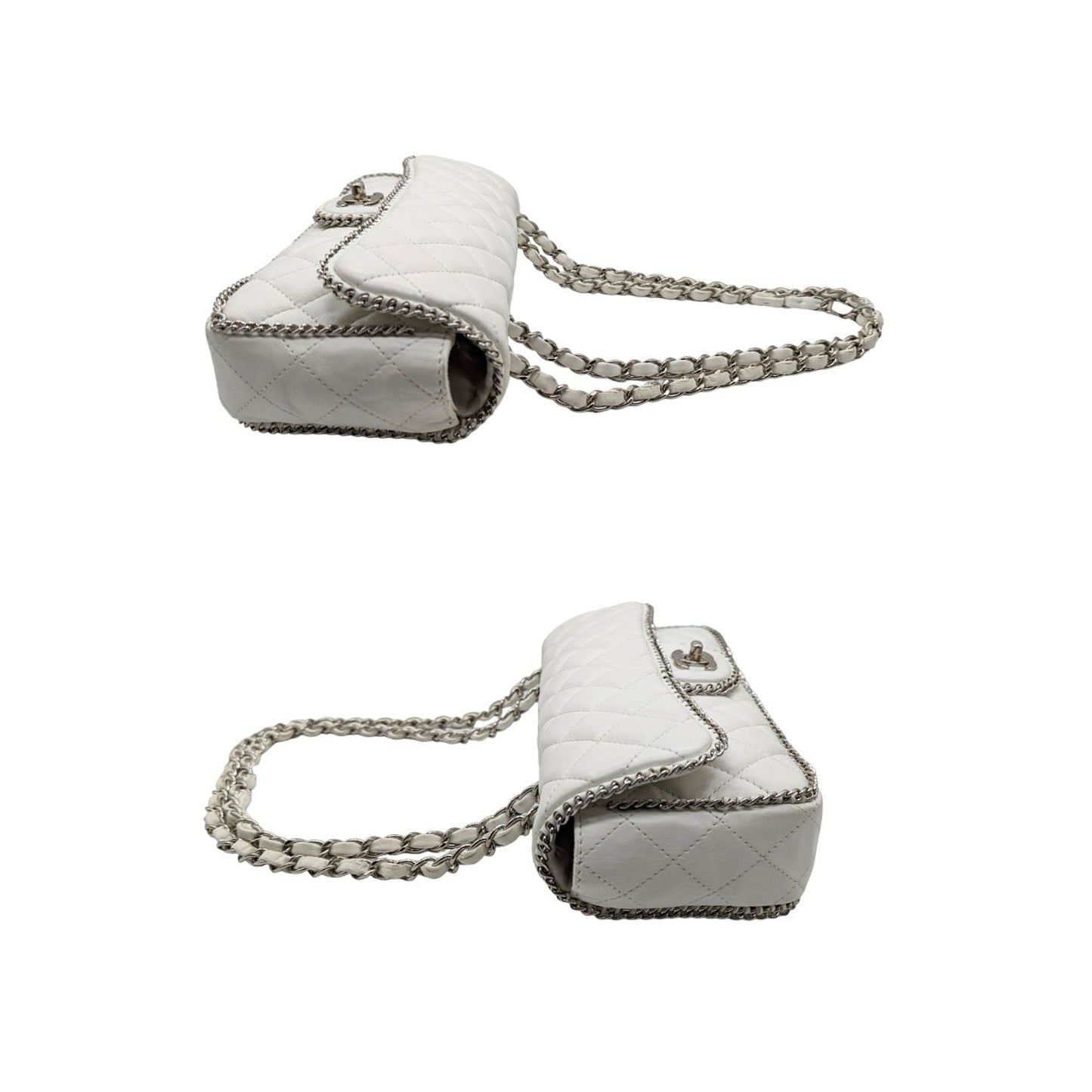 Chanel White Quilted Madison East-West Chain Flap