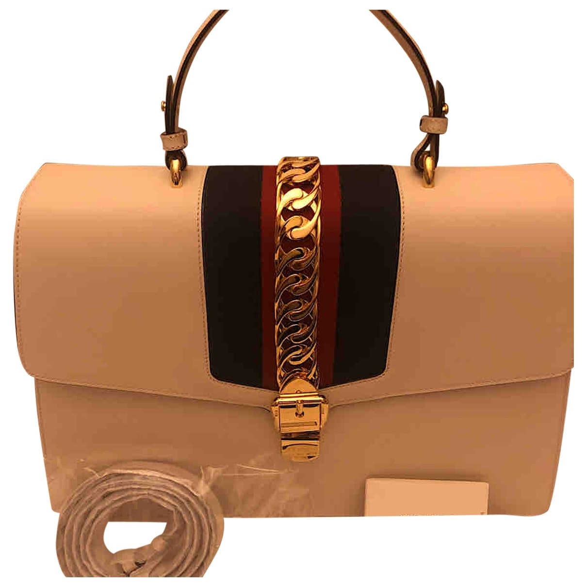 Gucci sylvie white leather handbag