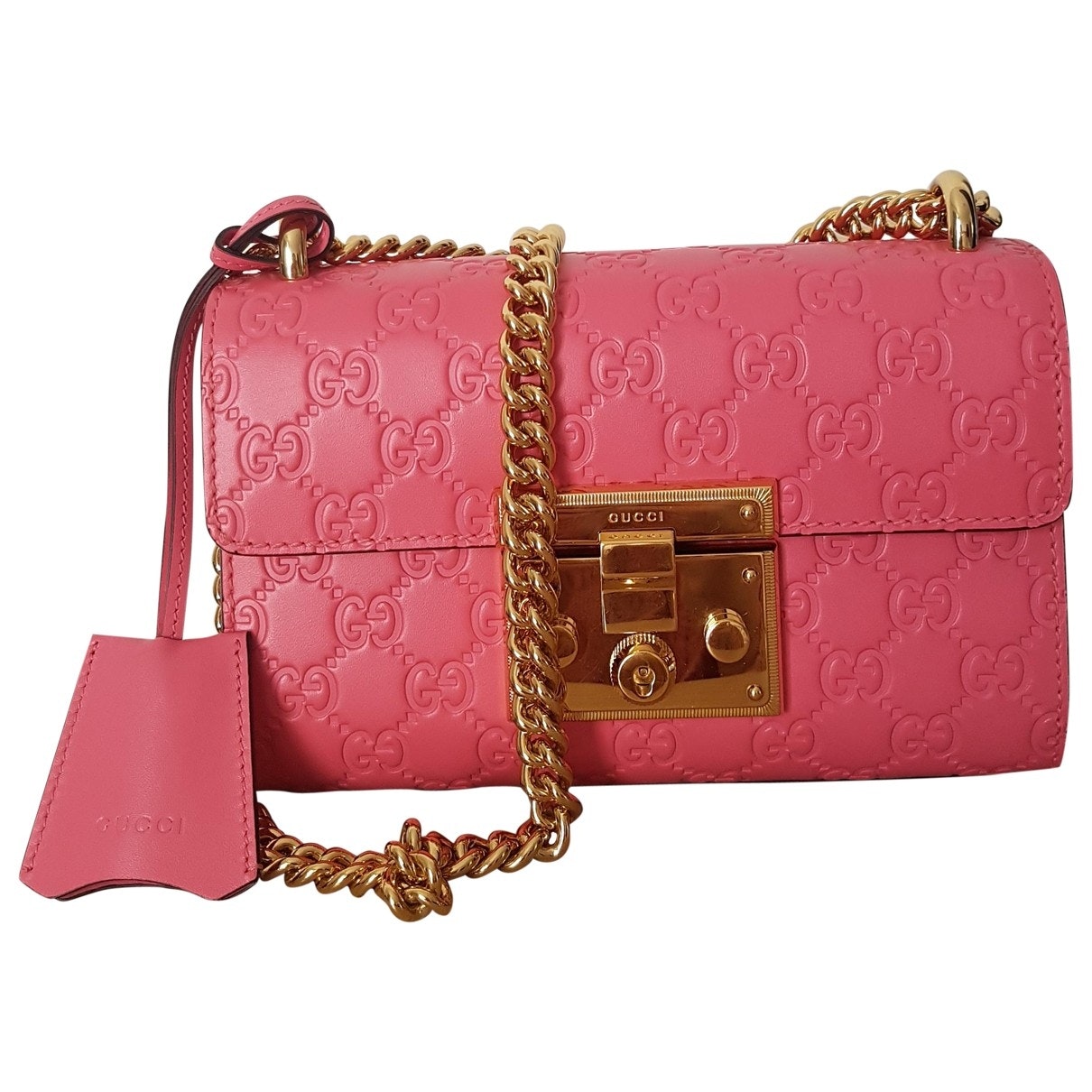 Gucci padlock pink leather handbag