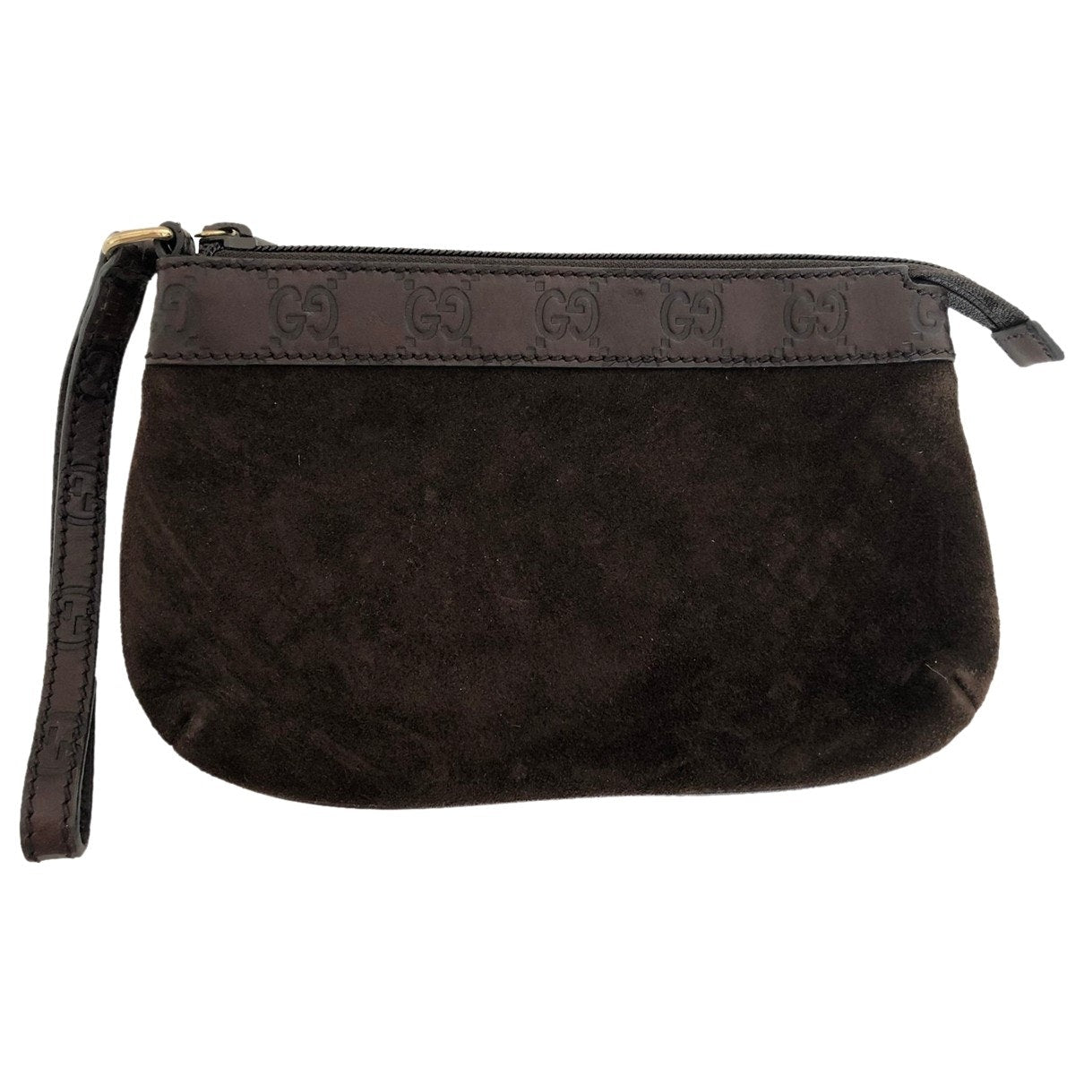 Gucci brown suede clutch bag