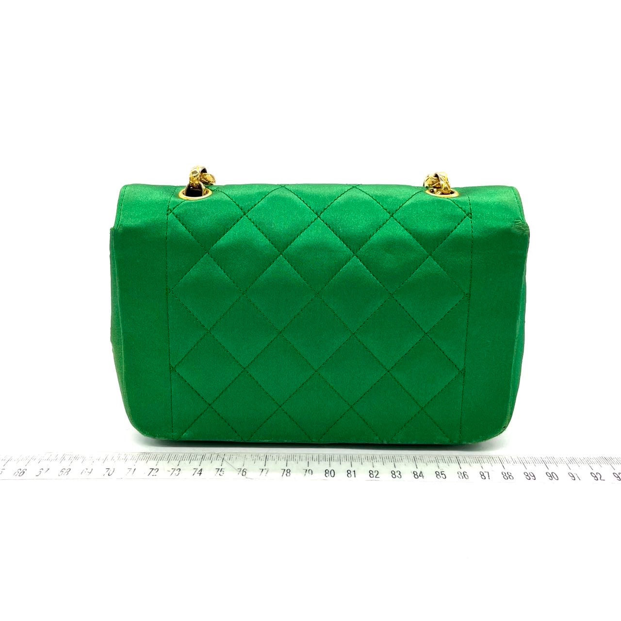 Chanel Diana Flap Silk Satin Bijou Green Gold Shoulder Bag