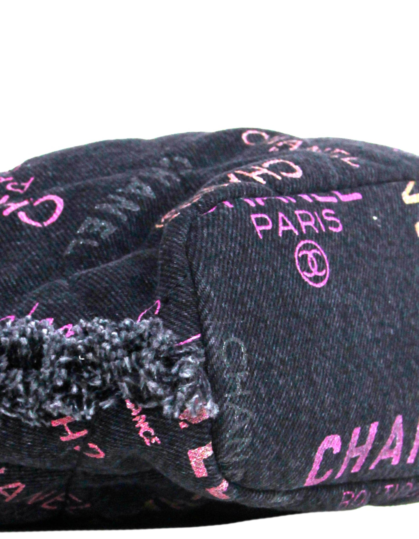 Chanel Black Denim Logo Quilted Mood Mini Bucket Crossbody Bag