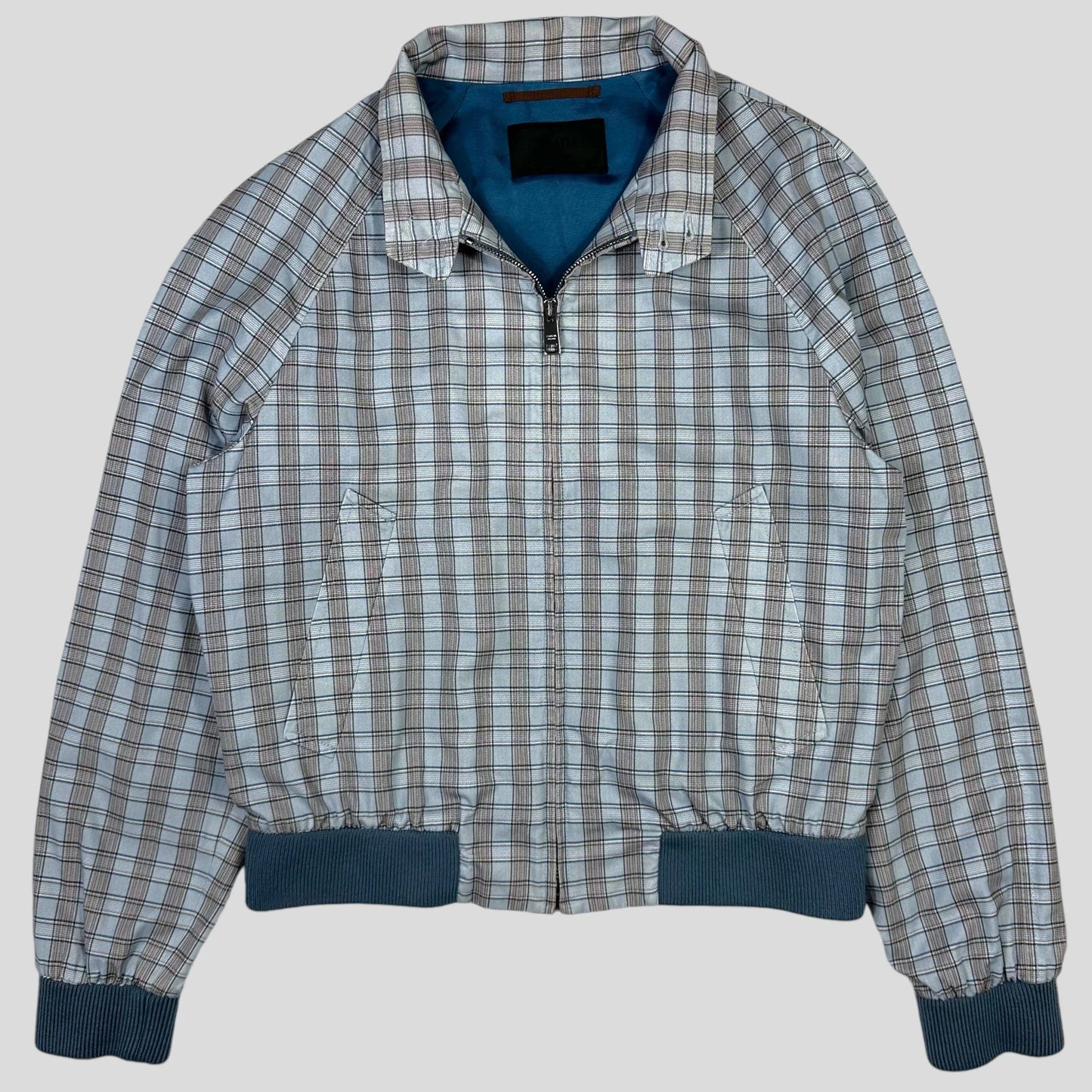 Prada Handbag Lined Cotton Checkered Bomber Jacket - S