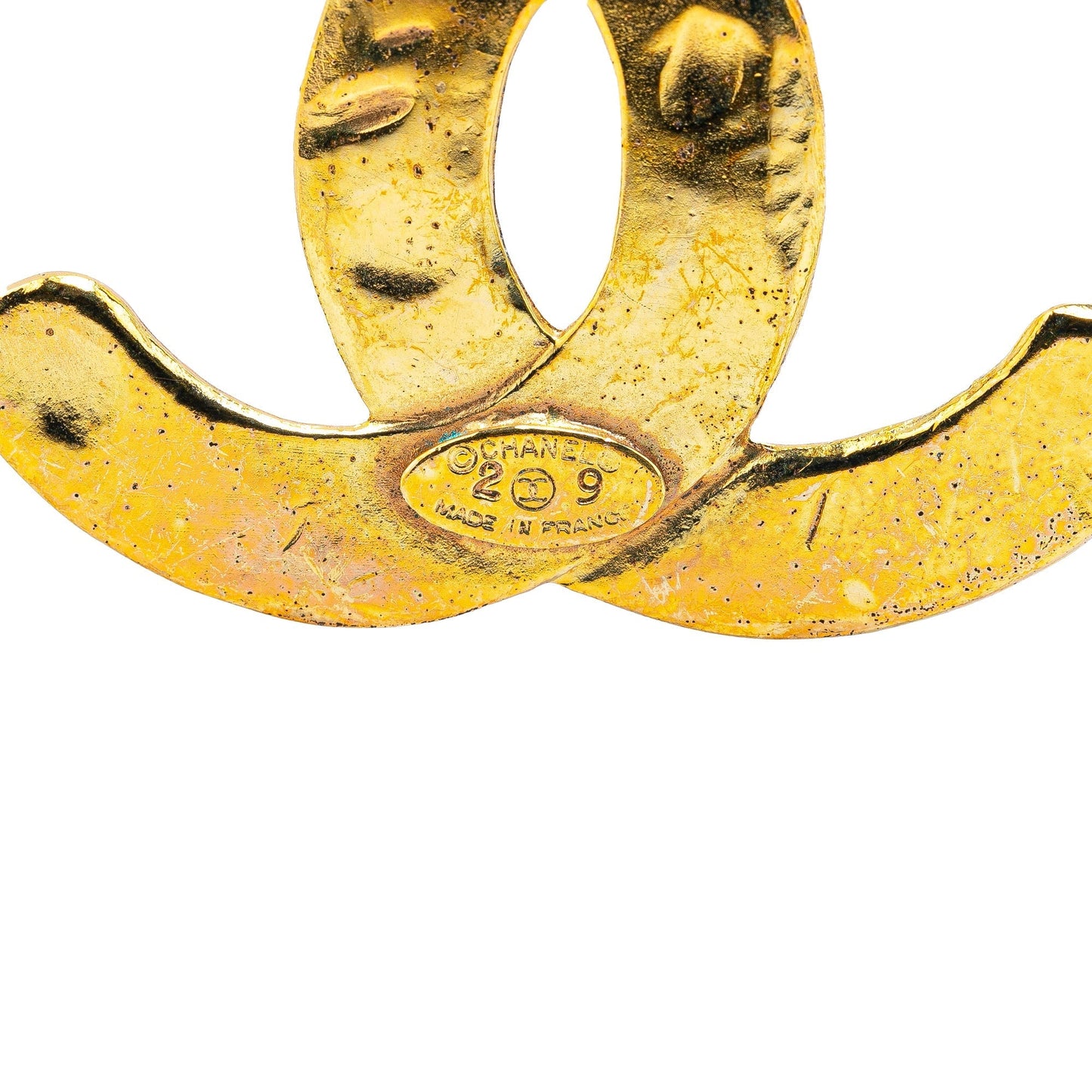 Gold Chanel Gold Plated CC Brooch