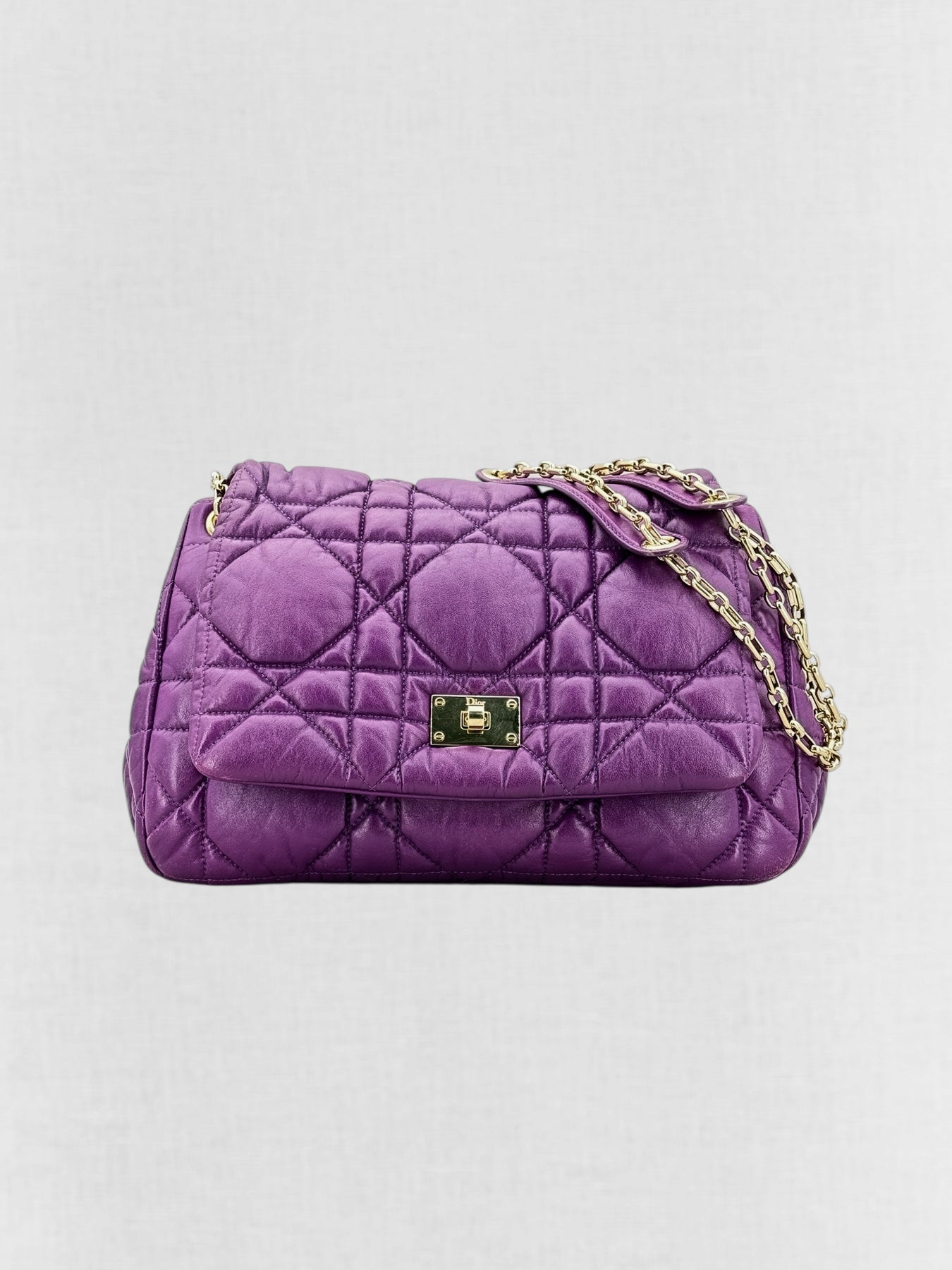 Dior Milly La Foret Purple Shoulder Bag Leather Lambskin Quilted