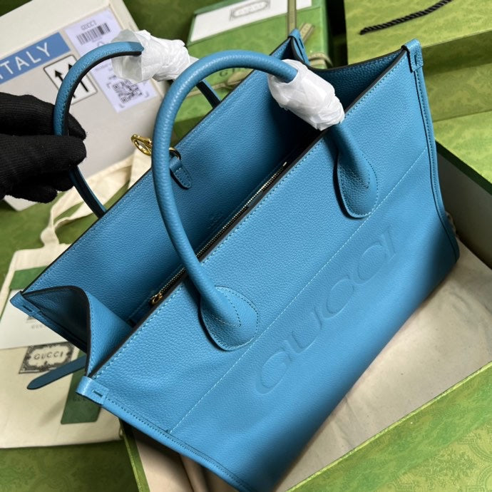 gg 12in 31.5cm gg Blue Small Logo Tote Bag