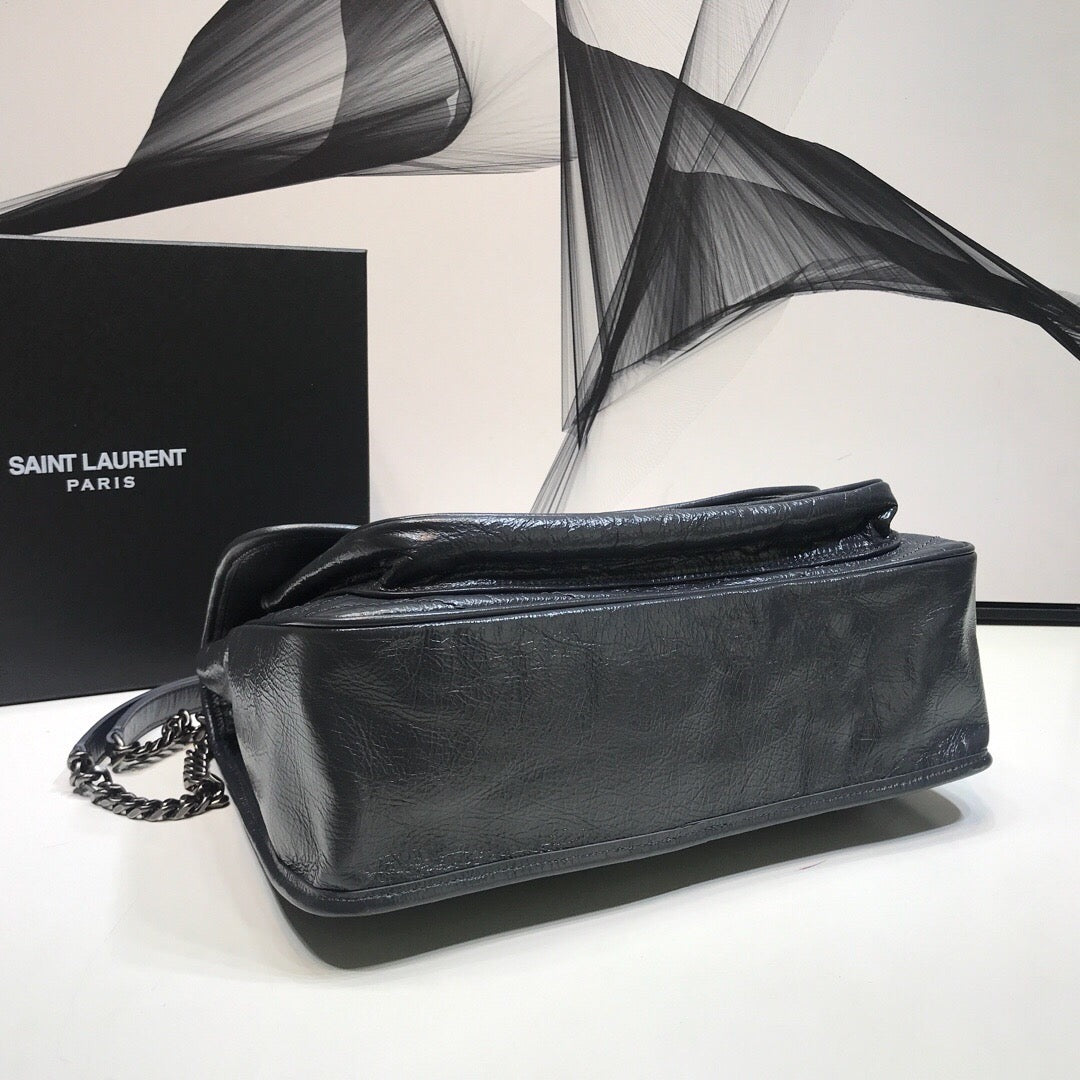 YSL Saint Laurent Niki 11in 28cm Grey Medium Chain Handbag