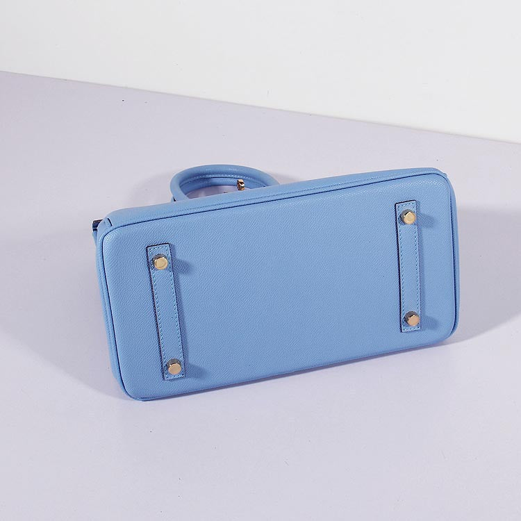 Hermes Luxury Cm Birkin Bag Epsom With Strap Leather Blue Travel Bag