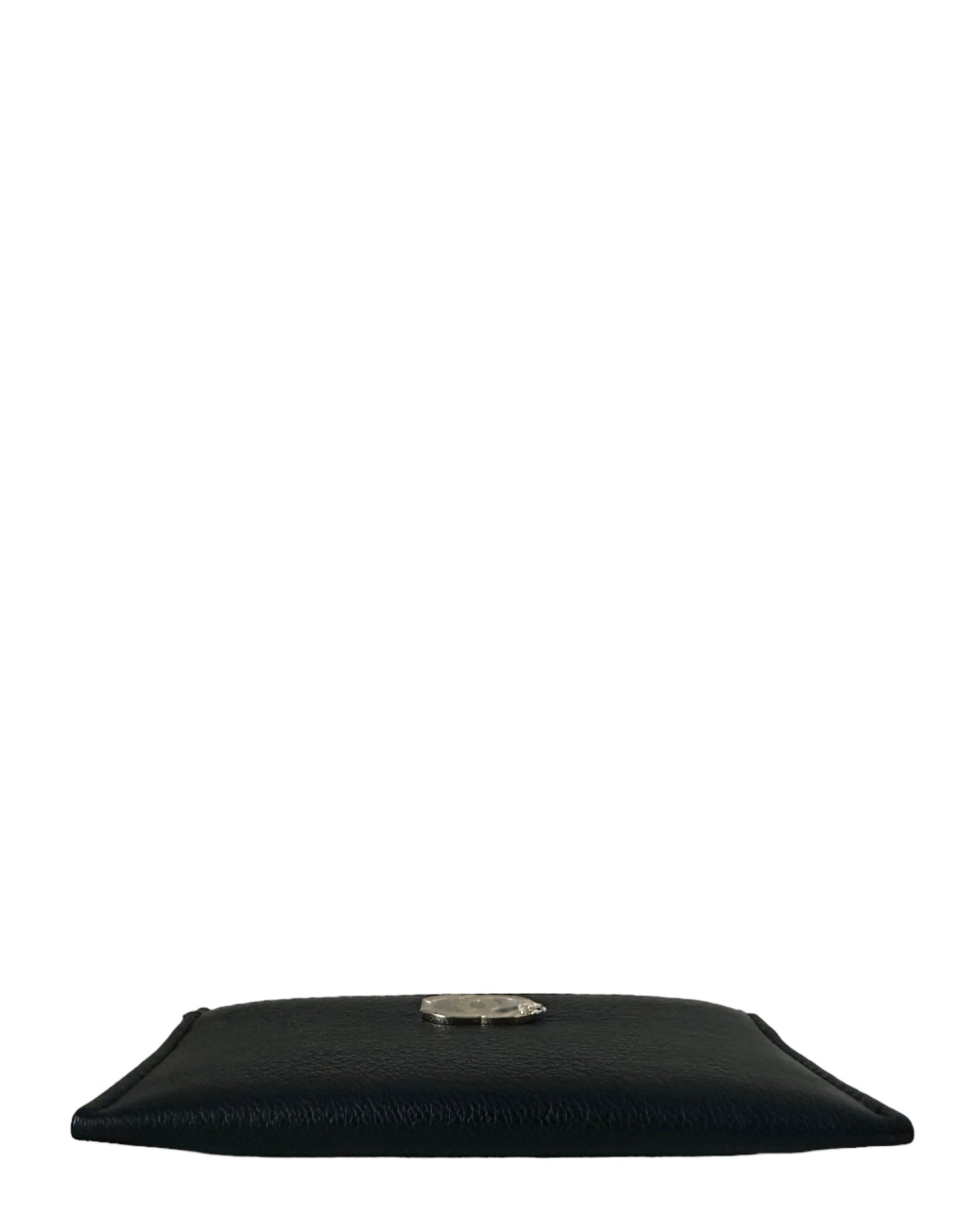 Chanel Black Goatskin CC Camellia Card Holder