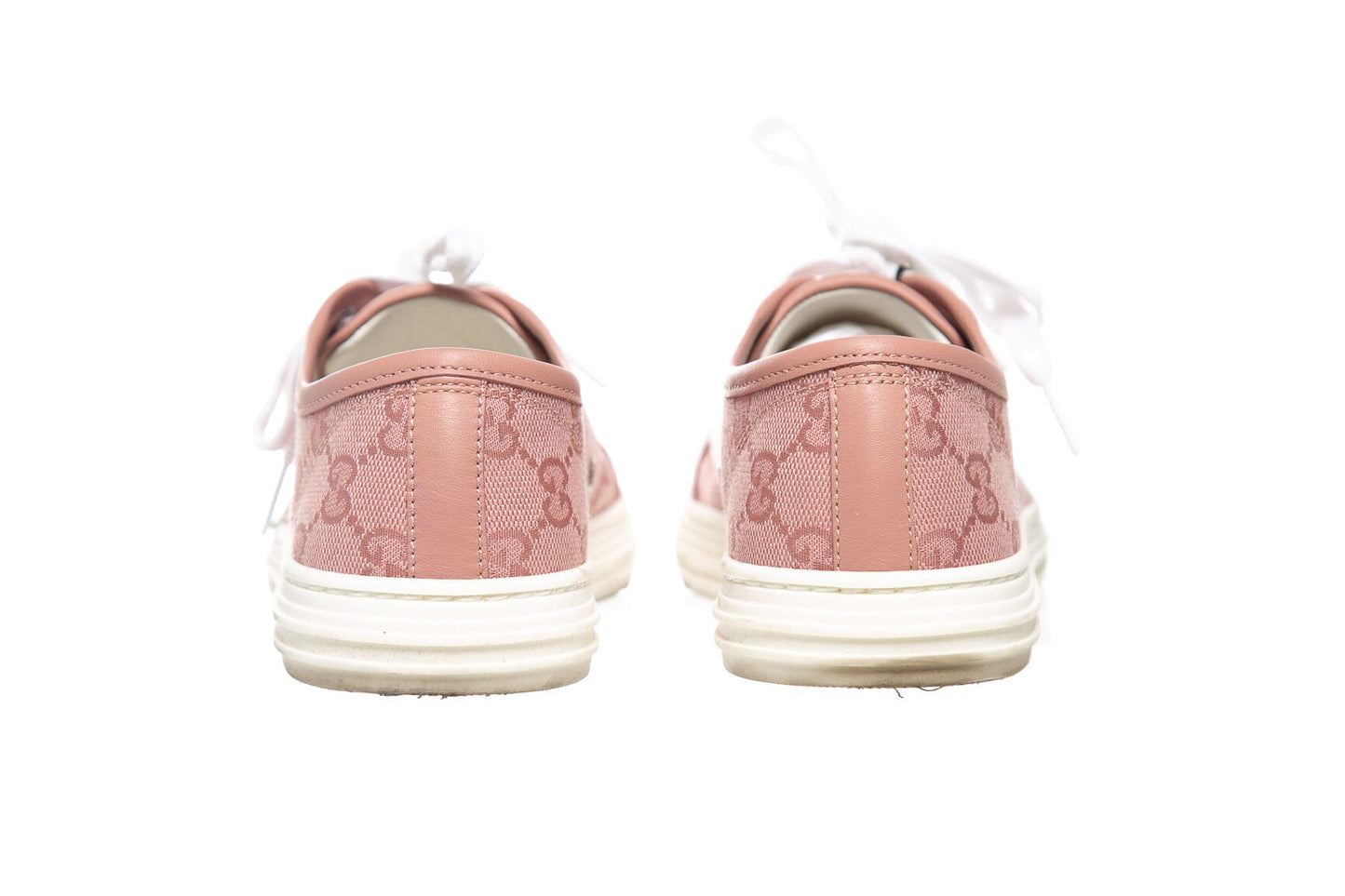 Gucci Pink Canvas GG Lace Up Sneakers SZ 35.5