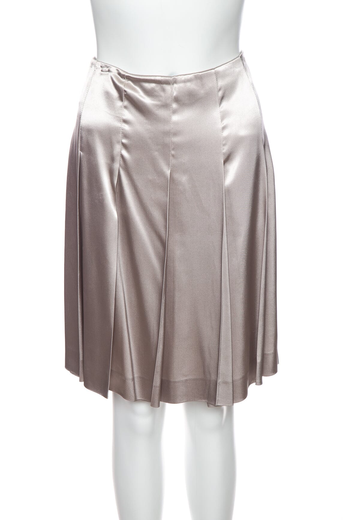 Prada Handbag Pleated Knee Length Skirt SZ 42 Silver