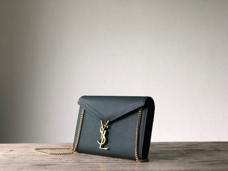 YSL Saint Laurent Cassandra -Front Dark 8.7in 22cm Green Flap Crossbody Bag