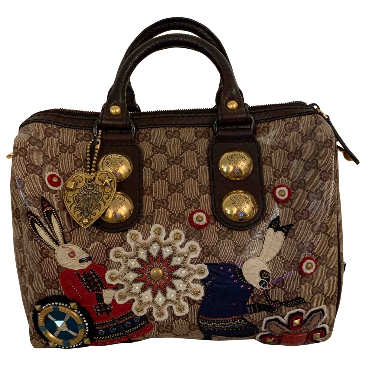 Gucci boston beige cloth handbag