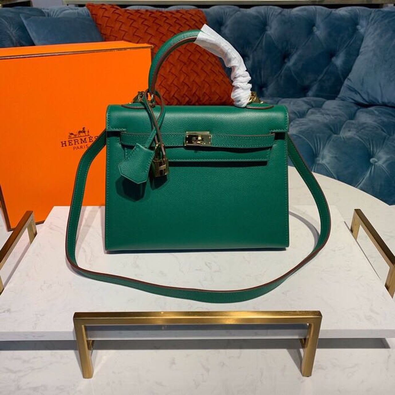 Top Quality Kelly Malachite For Women Toned Gold Travel Bag
