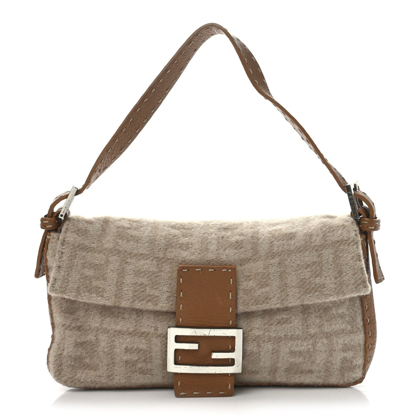 Fendi Shoulder Bag Cashmere Cuoio Romano Selleria Baguette Honey Leather Beige
