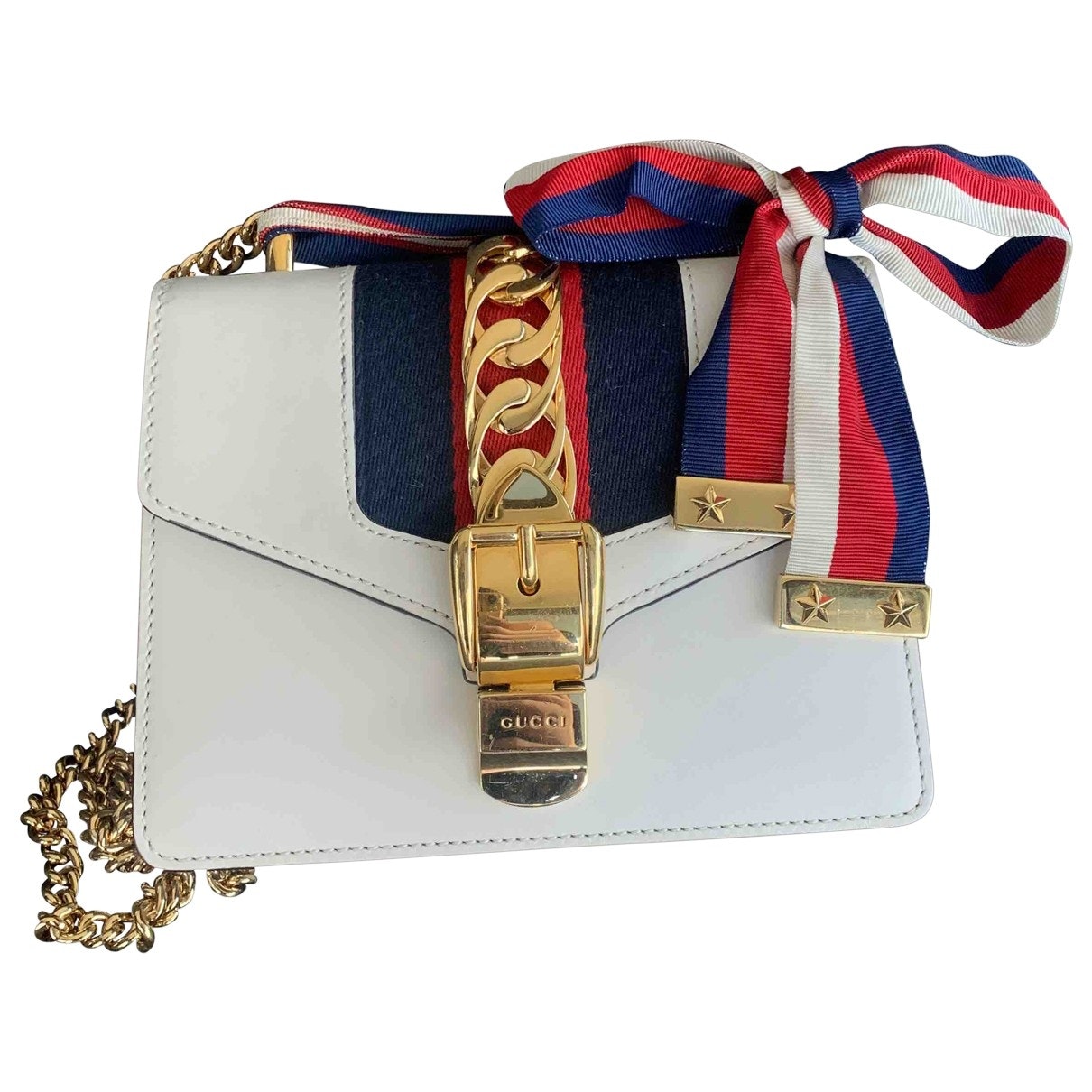 Gucci sylvie white leather handbag