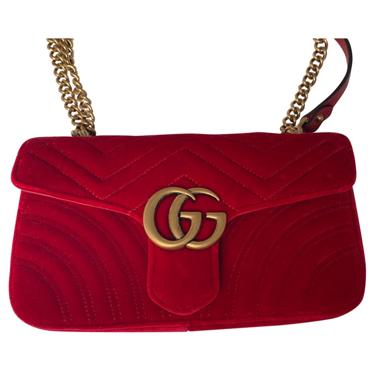Gucci marmont red velvet handbag