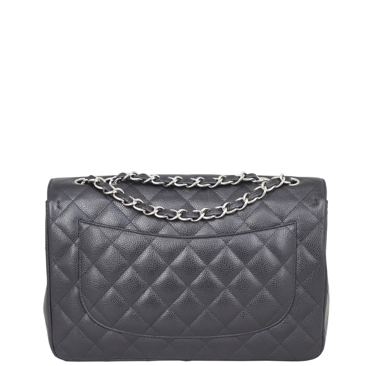Chanel Classic Single Jumbo Hardware Handbag Black Silver
