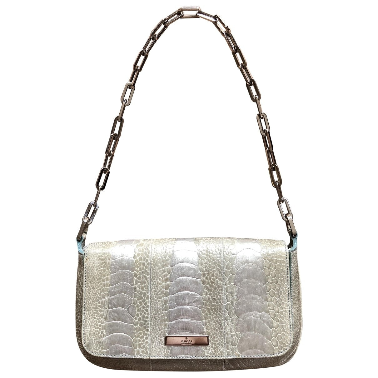 Gucci grey ostrich handbag