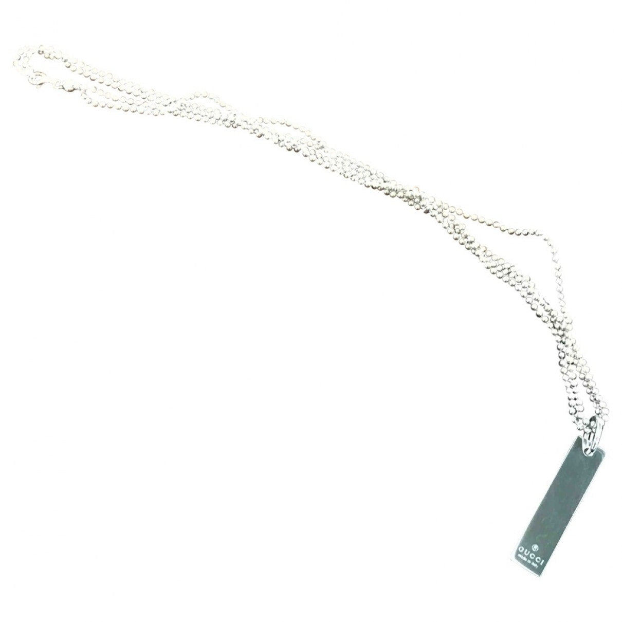 Gucci dog tag silver silver long necklaces