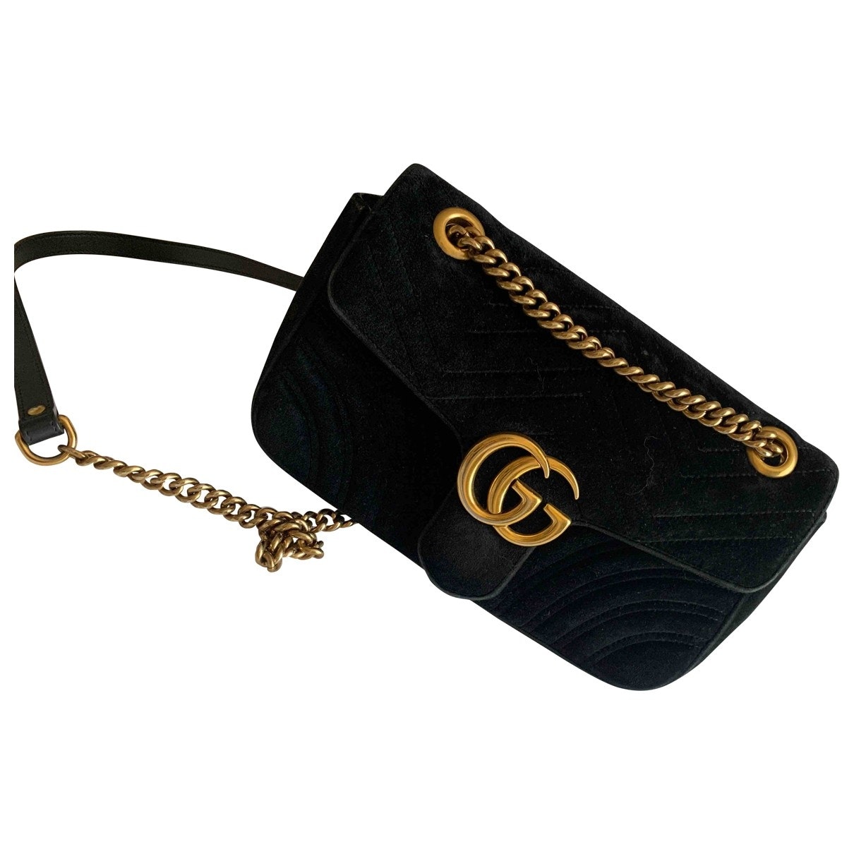 Gucci marmont black velvet handbag