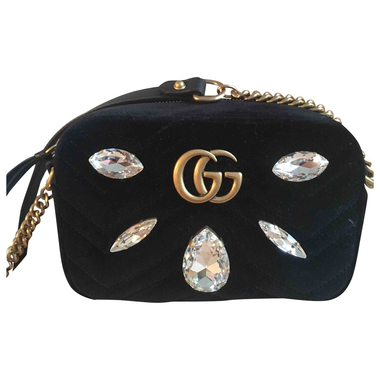 Gucci marmont black velvet handbag